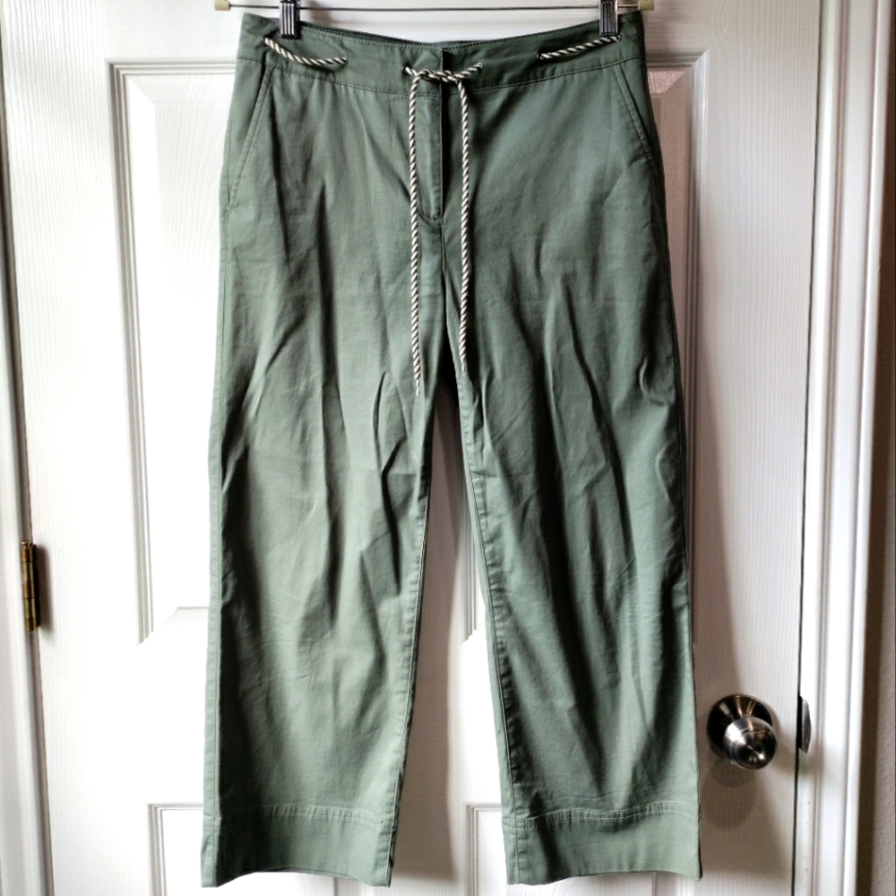 Talbots wide crop women's green pant size 4